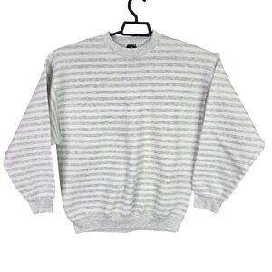 Mens Vintage H.L. Miller Gold Gray & White Striped Sweatshirt Long Sleeve Size L